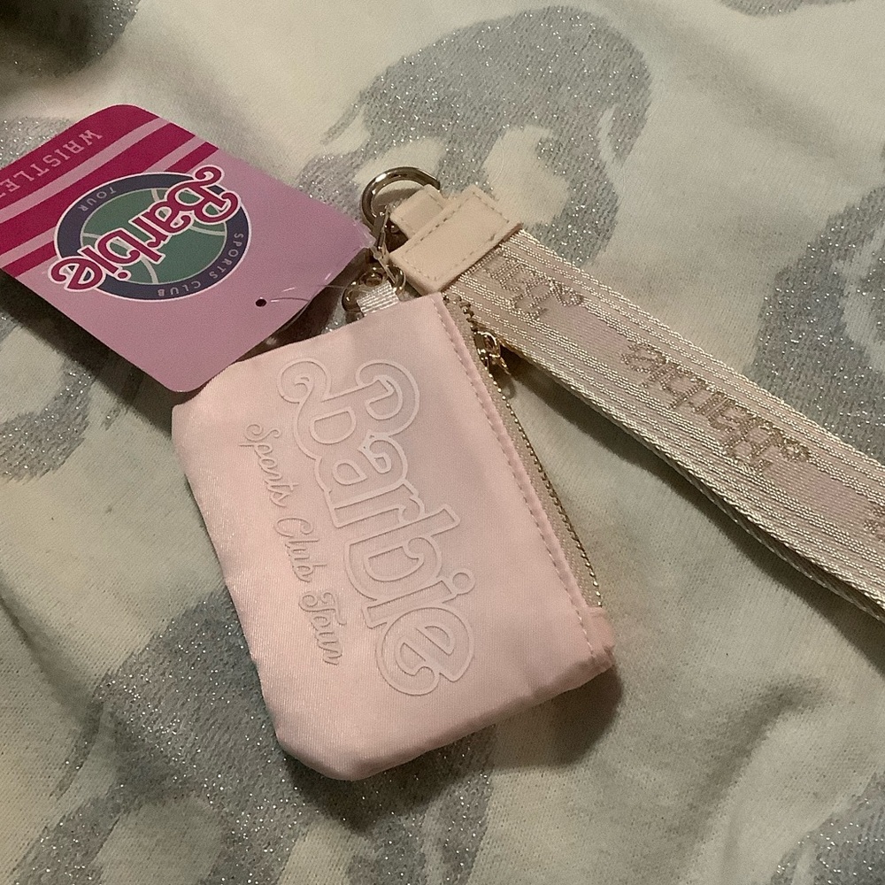 Barbie sports club tour Light Pink Mini Pouch with Cream Wristlet